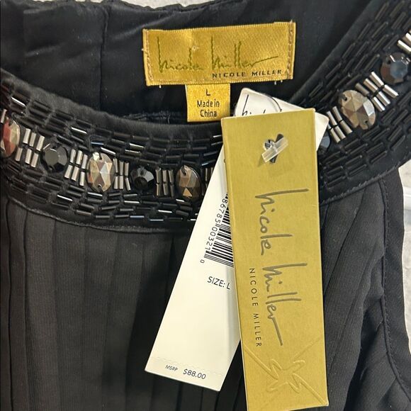 Nicole Miller Black Sleeveless Top with Embellished Neckline - Picture 2 of 5